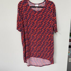 LuLaRoe Red and Navy Geometric Julia Tunic